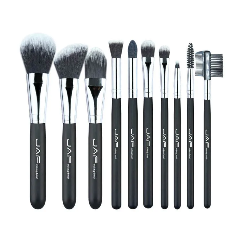 Jaf Fashionable 10 pièces Cosmetic Makeup Brush Set Professional Soft Taklon Fibre Make Up Brushes Tool Kit J10NNS