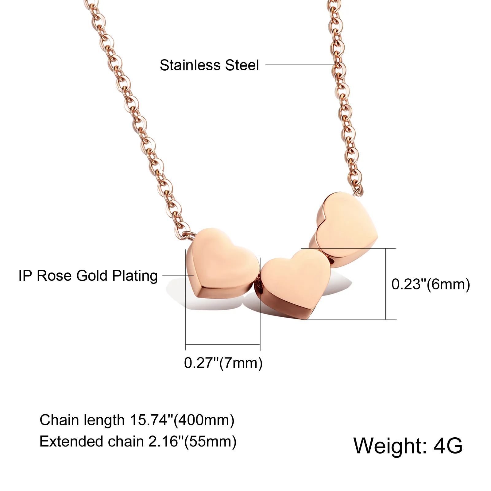 패션 디자인 스테인레스 스틸 달콤한 심장의 부적 펜던트 목걸이 로즈 골드 로맨틱 선물 엄마 여자 친구를위한