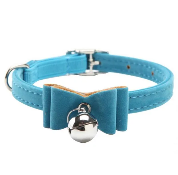 Veiligheid Elastische Pet Cat Collar Fluwelen Vlinderdas Kitten Dog Collars Neck Chain met klokken Huisdieren benodigdheden G483