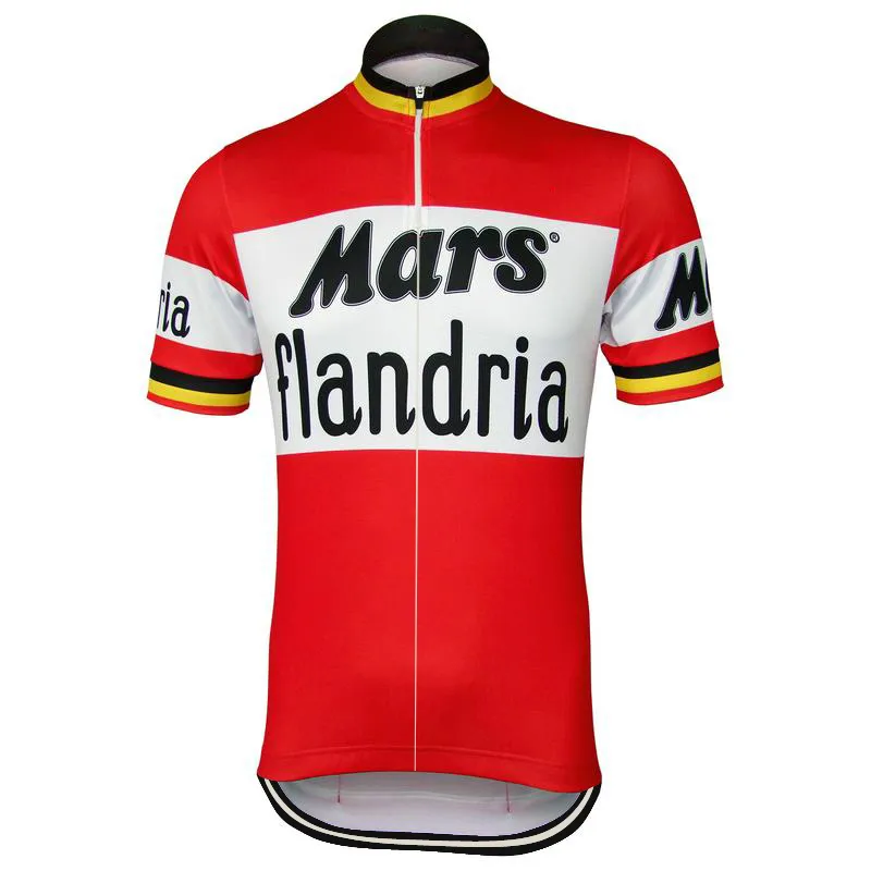 Kan anpassas cykling Jersey Mars Flandria Retro Blå Bike Kläder Slitage Ridning MTB Room Ropa Ciclismo Cool Nowgivow