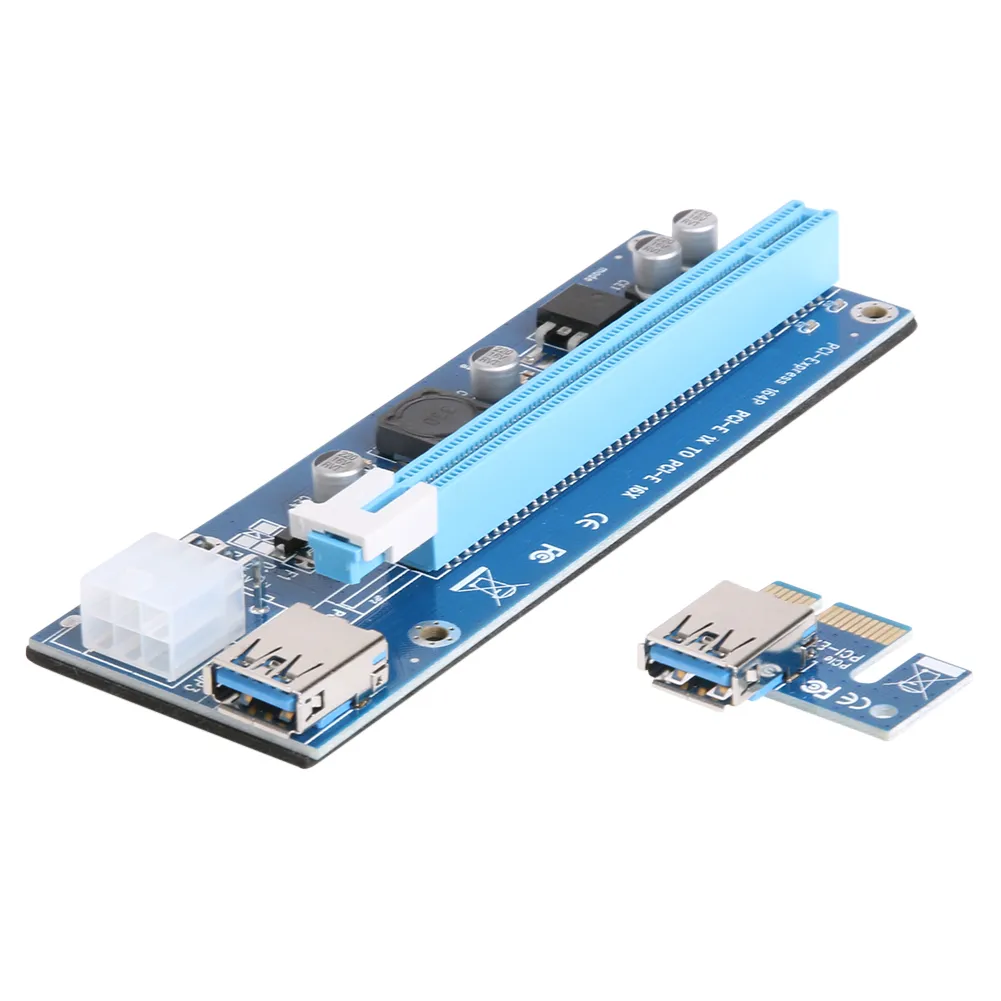 Livraison gratuite 10 pièces mise à niveau PCI-E Express 1X à 16X adaptateur de carte Riser d'extension SATA 15 broches mâle à 6 broches ligne électrique câble USB 3.0 pour l'exploitation minière