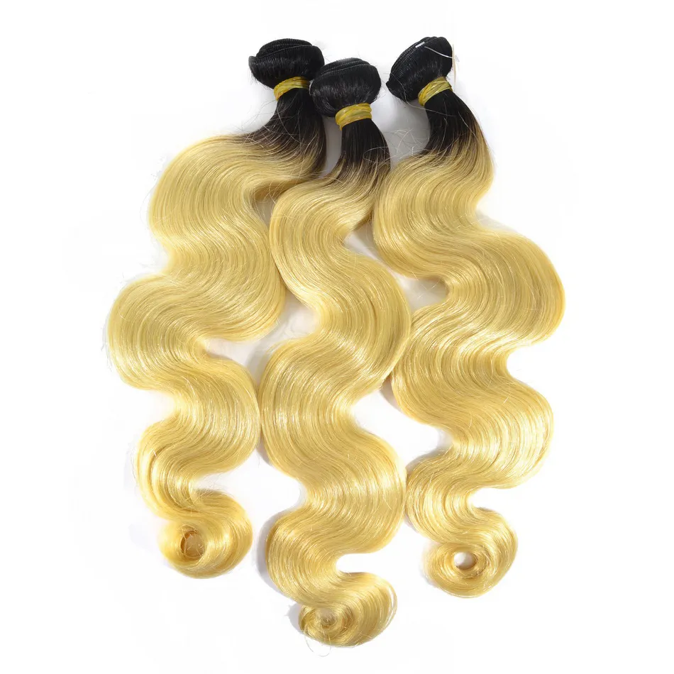 Ombre Bleach Blonde Brésilienne Vierge Cheveux Vague de Corps 3/4Bundles Couleur 1B/613 Grade 10A Indien Péruvien Malaisien Ombre Remy Armure de Cheveux Humains