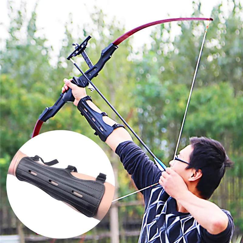 슈팅 핸드 프로텍터 Arm Guard Archery 쇠가죽 채찍으로 치다 가죽 3 개의 조절 가능한 스트랩 Archer Protector Shooter Protection 무료 배송