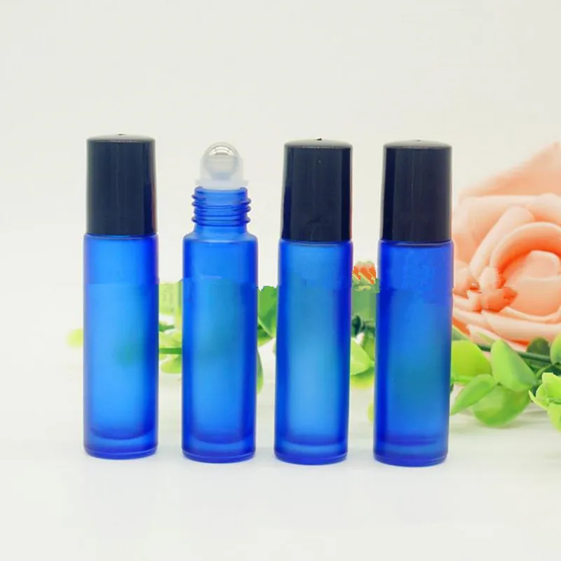 10ml 1 / 3oz THICK ROLL GLASS BOTTLE Fragrances 에센셜 오일 병 롤러 볼 / 블루 / 그린 / 핑크 / 블랙 / 앰버 혼합 F2017222