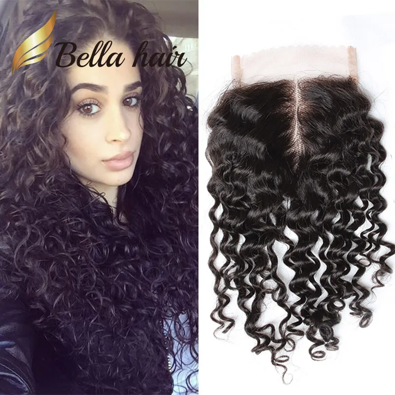 Brazilian Virgin Human Water Wave Swiss Lace Closure With Baby Hair Natural Black Wet and Wavy 4x4