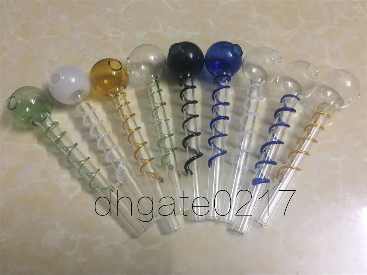 high quality Glass bong spiral oil Burner pipe Oil nail glass oil pipes 14cm for smoking hand pipe Glass water pipe 