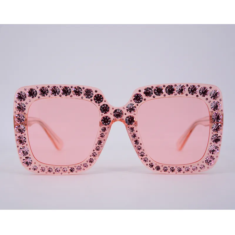 Lunettes de soleil polarisées pour femmes de mode à vendre Designer Big Frame Crystal Square Diamonds Lunettes de soleil pour femme Vente chaude Livraison gratuite