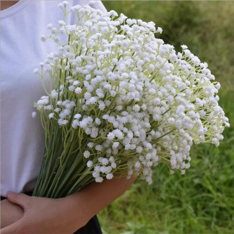 60 cm Gypsophila Babys Breath Artificial Flores De Seda Falso Planta Decoração de Casamento Em Casa 3 Cor Branco Bege Roxo