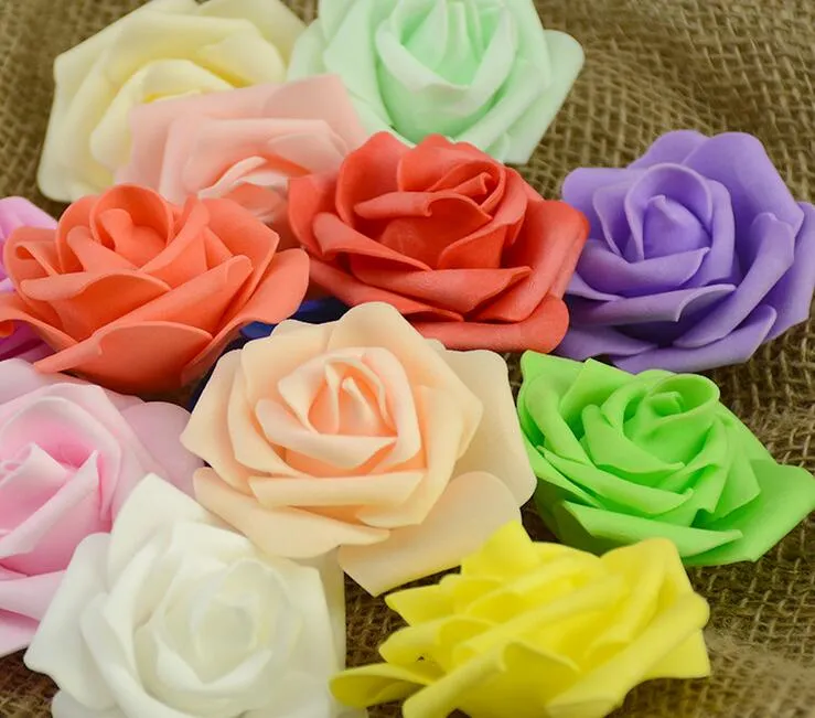 7cm Artificial Foam Roses Flowers For Home Wedding Decoration Scrapbooking PE Flower Heads Kissing Balls Multi Color G57