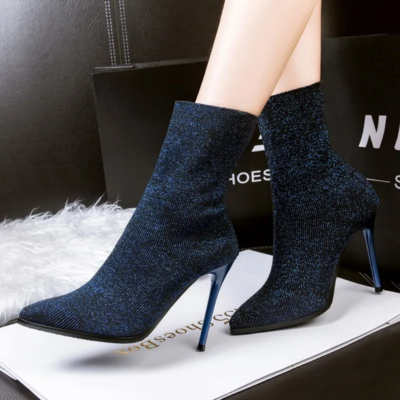99 5 New Fashion Women Ankle Boots Help Socks Shoes Stretch Solid Color ...