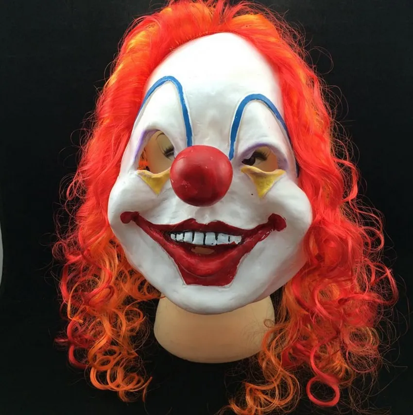 Scary Clown Masker Volwassen Halloween Evil Killer Fancy Dress Horror Jolly Latex Haar Vol Gezichtsmaskers Party Kostuum Cosplay Accessoire