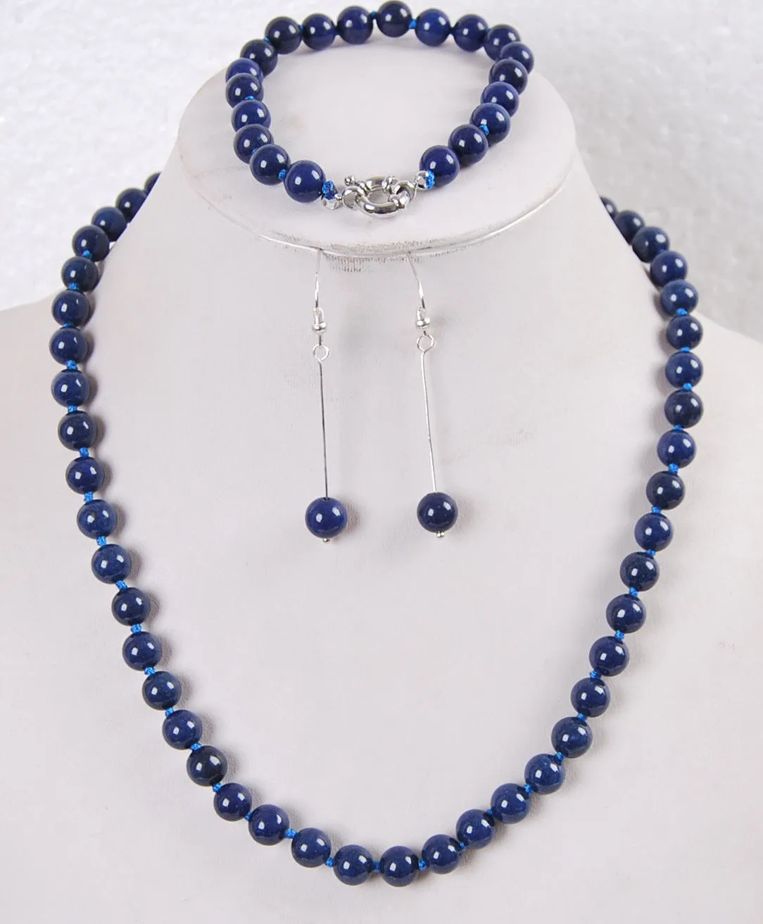 8mm Egyptian Lapis Lazuli Round Beads necklace bracelet earrings Jewelry set