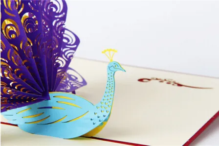 Creative 3D Greeting Card Custom Festival 카드 초대장 봉투 공작 녹색과 자주색