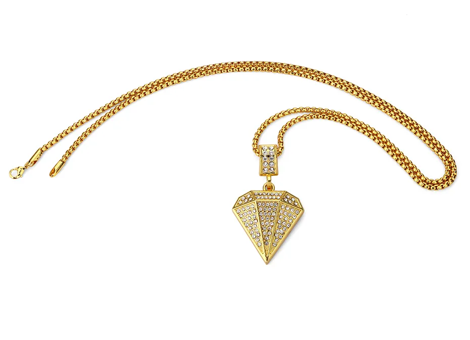 Halskette mit Diamant-Anhänger, Hiphop-Schmuck, Strass, Kristall, modisch, vergoldet, Punk, für Männer und Frauen, Geschenk
