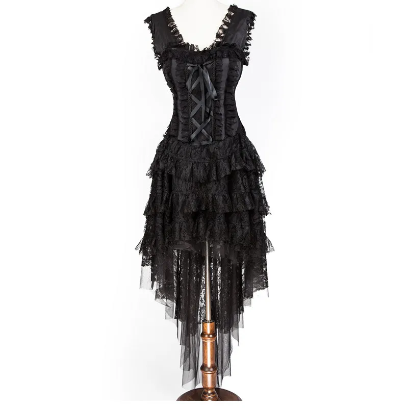 gothic corset dress Gothic Costume Halloween Purple Strapless Asymmetrical Skirt And Corse –  Jolly Vintage main image 1