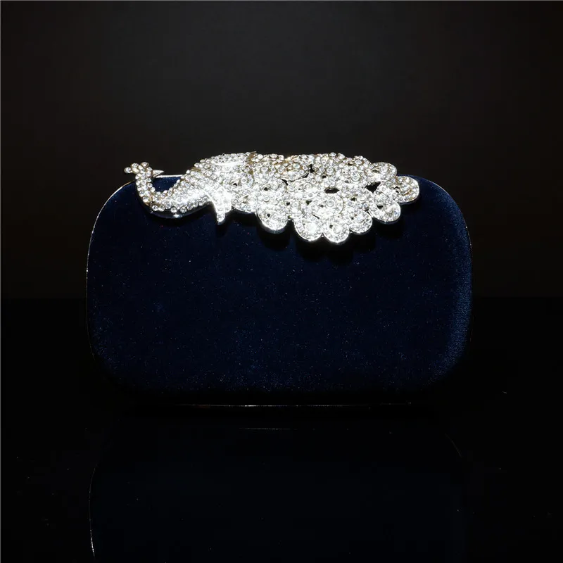 Alta qualidade 4 cores Moda Cristal Diamante Handbag Evening Bag Purse frete grátis venda quente do pavão Clutch elegante