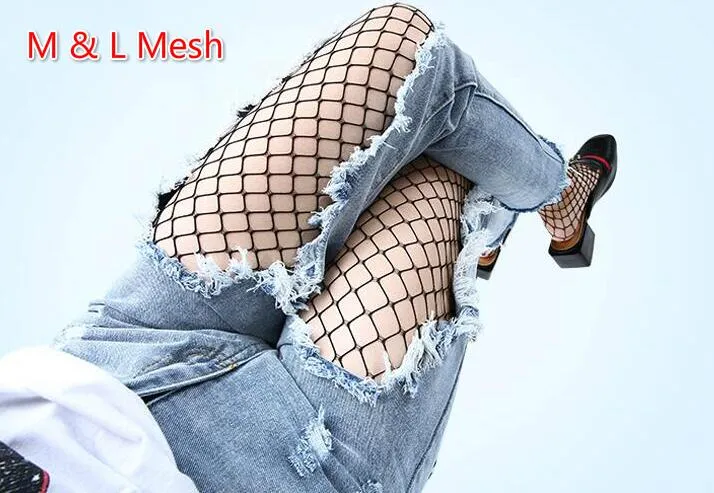 Ücretsiz Gemi 5 tasarımlar Kadın Moda Kot Fishnet Çorap Kadın Örgü Çorap Net Diz Yüksek Çorap Çorap