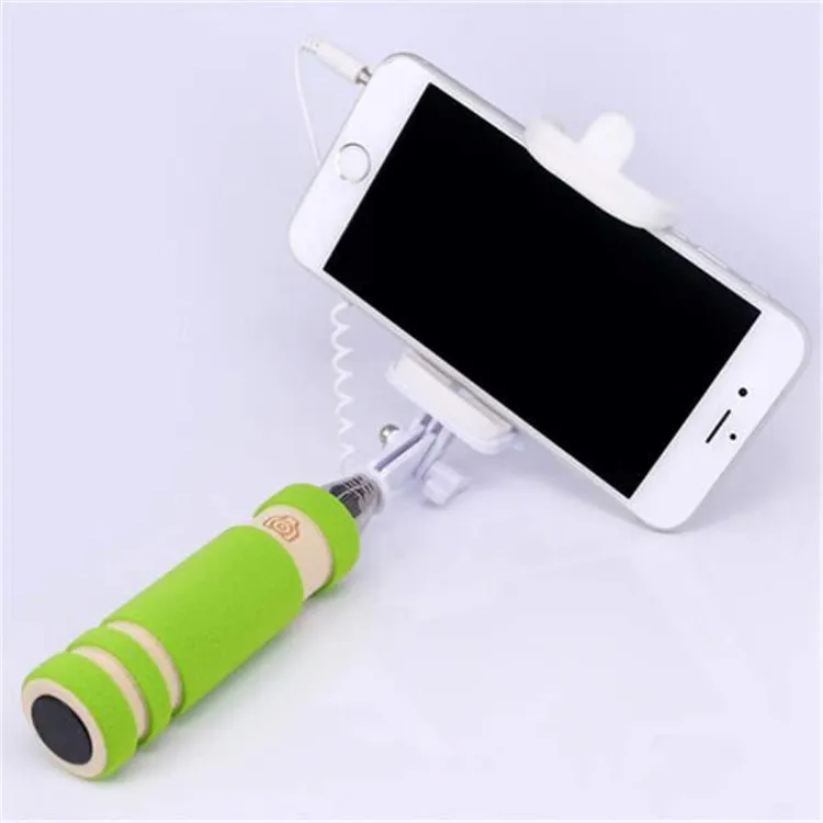 Hot Foldable Super Mini Wired Selfie Stick Handheld Extendable Monopod wired shutter Handle Compatible with cell phone