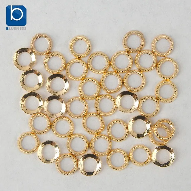 Groothandel - Bluesess Nail Art Gold Ring Charms Decoratie voor Nagels Design 10 stks / partij Glitter Nail Sieraden Alloy 3D Nail Design PJ049