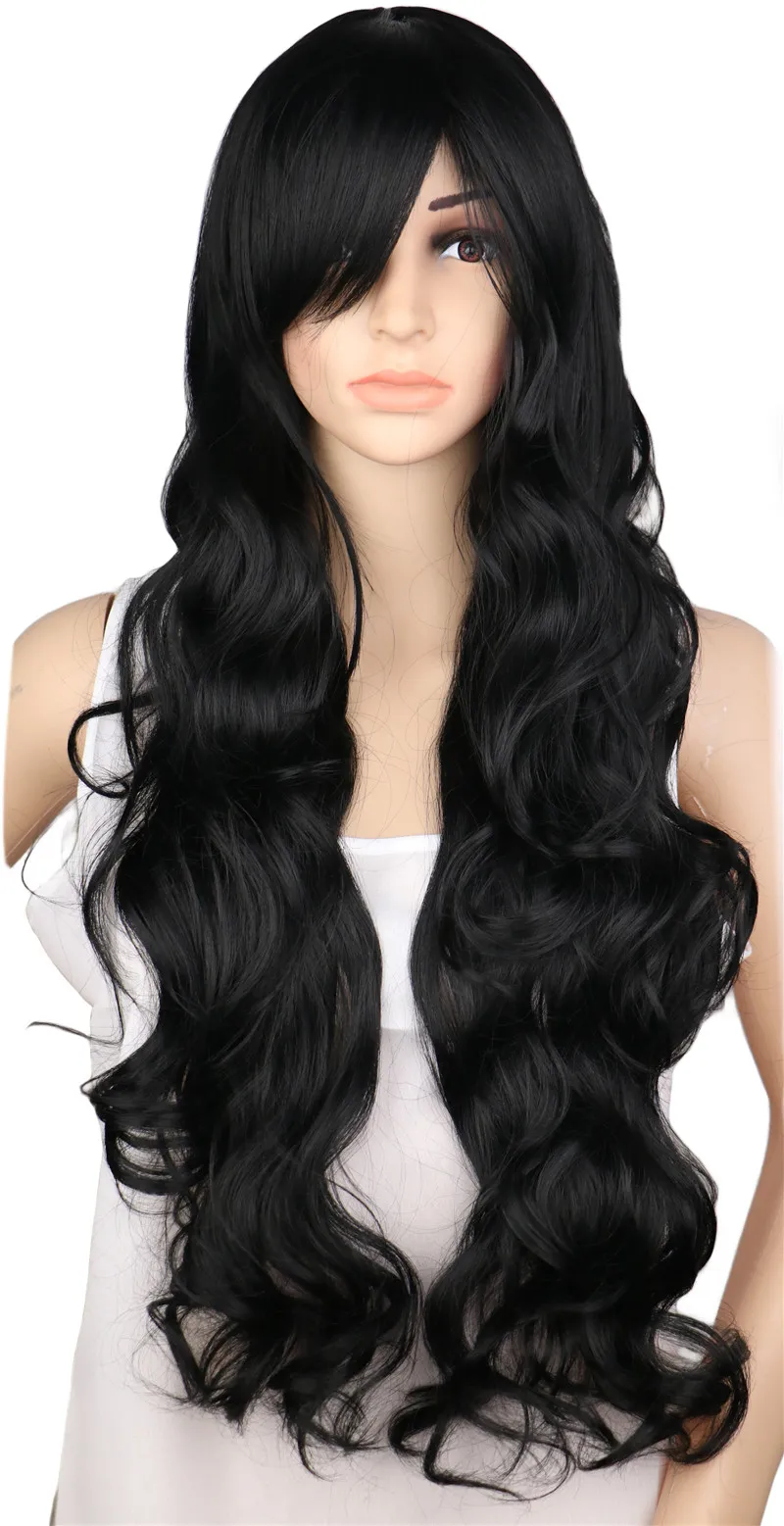 Black Curly Cosplay Wig Hestia - 22 inch Black Wavy Curly Cosplay Wig main image 2