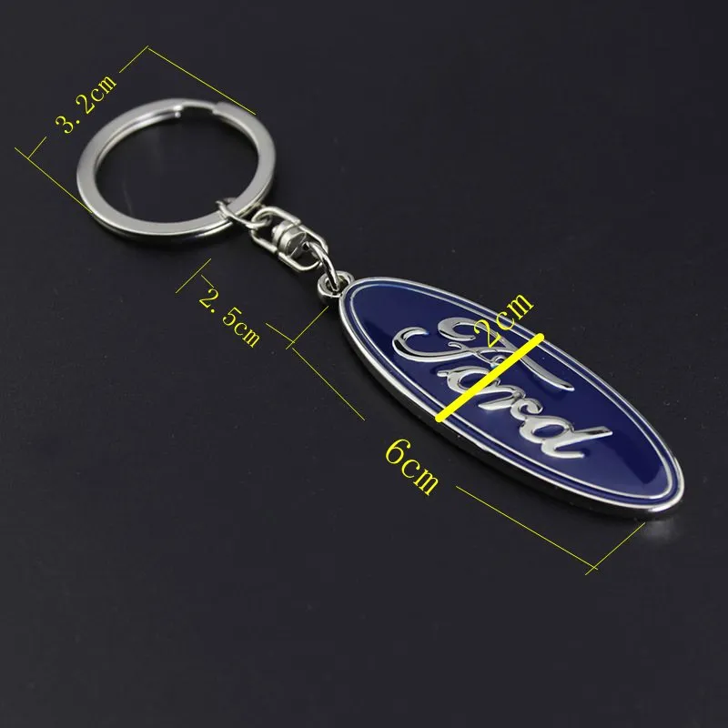 För Ford Metal 3D Nyckelring Ring Bil Logo Keychain KeyRing Metal Zink Alloy LLAVEROS CHAVEIRO FOR FORD FIESTA ECOSPORT ESCORT FOKUS