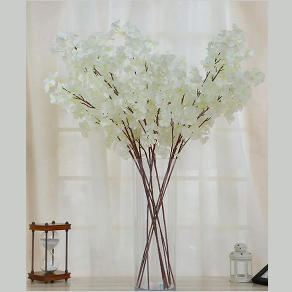 New flores artificiais de simulação das flores de cerejeira fontes do casamento de flores de seda buquê de decoração para casa 5 cores 10 unidades / lote