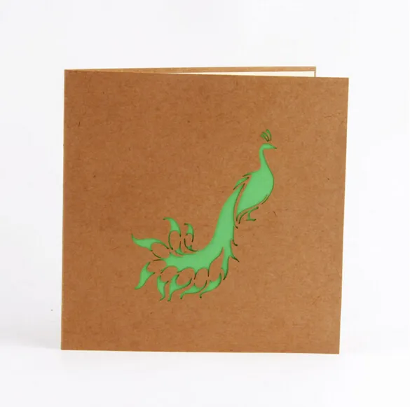 Creative 3D Greeting Card Custom Festival 카드 초대장 봉투 공작 녹색과 자주색