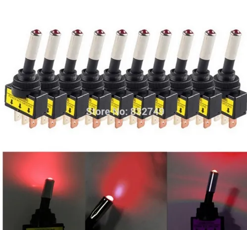Wippschalter, 12 V 20 A Racing Red Cover LED-Licht SPST Kippschalter Wippschalter Zundschalter Steuerung Einaus 86995148 Wippschalter, 12 V 20 A Racing Red Cover LED-Licht SPST Kippschalter Wippschalter Zundschalter Steuerung Einaus 86995148
