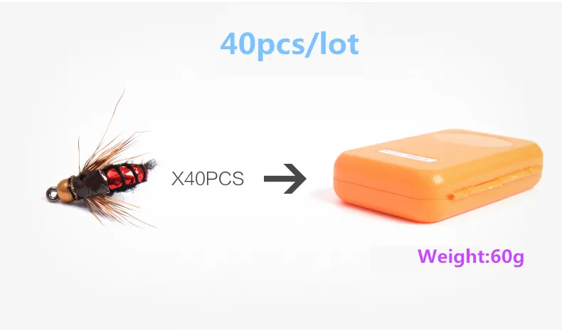 플라이 낚시 파리의 40pcs 생물 곤충 낚시 유혹 인공 미끼 물고기와 손쉬운 물린 pesca 낚시 액세서리 후크