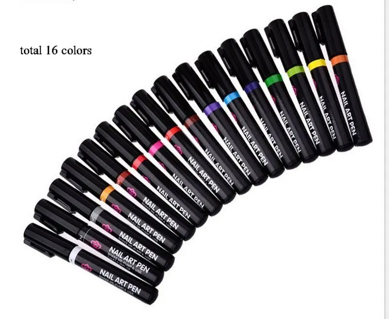 Outil de conception de peinture de stylo d'art d'ongle 16 couleurs en option Gel de dessin fait facile Kit d'outils d'ongle de bricolage