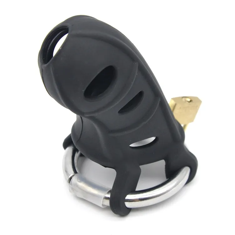 Latest Male Silica Gel Cock Cage Wit Stainless Steel Adjustable Penis Ring Chastity Belt Device BDSM Adult Sex Product Toy A310