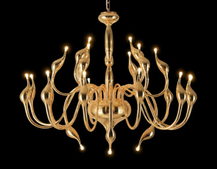 18-9-12-14/18/24 Lights Gold Modern Hanglampen Grote Kroonluchter LED Swan Kroonluchter Plafondlamp Slaapkamer Woonkamer Decoratie Verlichting