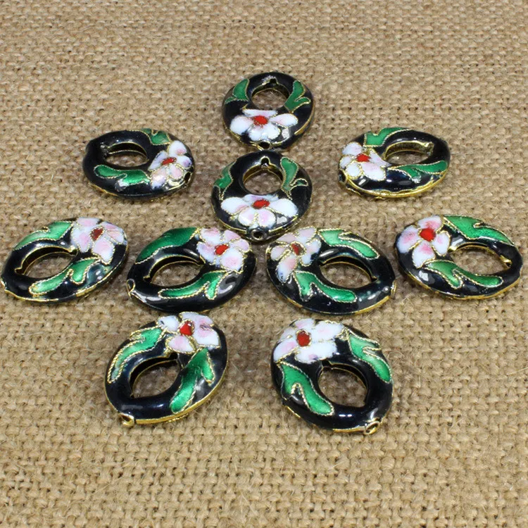 Colorido Cloisonne Beads Flor Filigrana Prata Azul Spacer Solta Pérolas Para DIY Jóias Pulseira Artesanato Encantos Cloisonne Contas 30 pçs / lote