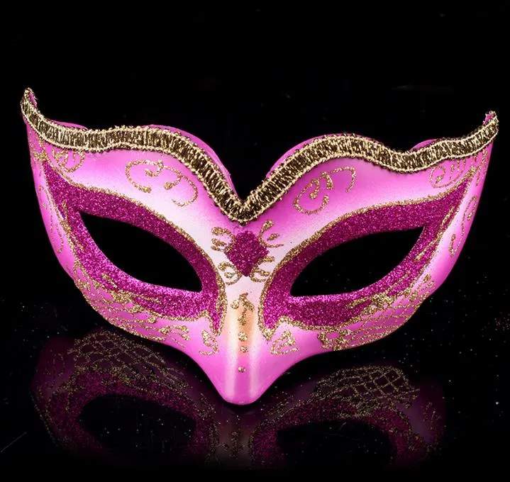 Maskerade boll dans mask mode kvinnor kostym fancy dress prom eye mask mardi party bröllop masker guld glitter kant favoriserar