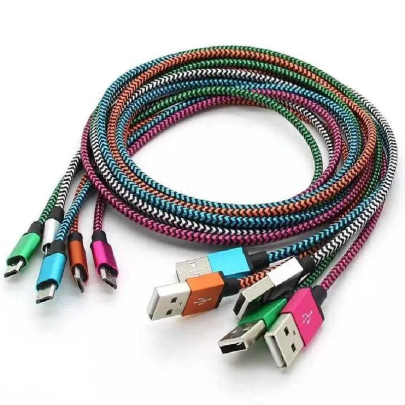 Nylon Braided Micro V8 Kabel USB 1M Linia danych Kable Ładowarka Ładowanie Sznur do ładowania Weve Android dla Samsung S7 Edge