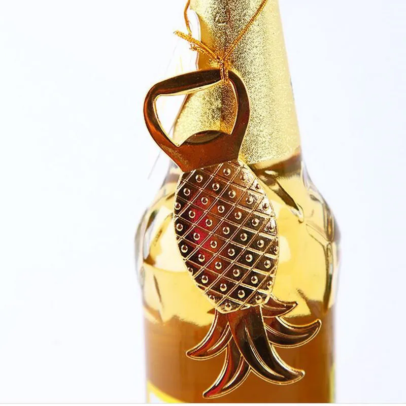 Ouvre-bouteille de bière en forme d'ananas en alliage doré, cadeaux et faveurs de mariage pour mariée, cadeau de baptême, de réception-cadeau pour bébé, de noël, souvenir du marié