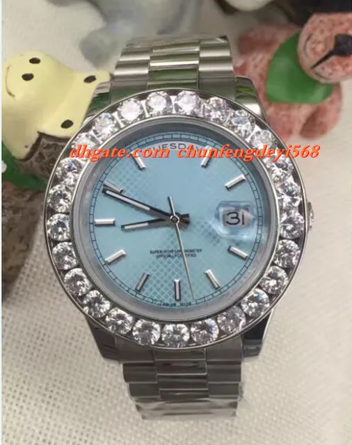 Luxury Watches White Gold W/ Mens Bigger Diamond & Ceramic Bezel 41MM Automatic Movement Mechanical Men Watch Wristwatch