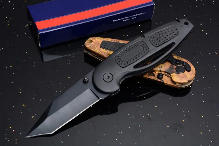Oferta specjalna Smith Survival Tactical Folding Nóż 440C 57HRC Black Blade Handle EDC Kieszonkowe noże z detalicznym pudełkiem