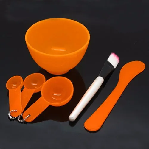 Partihandel-6 In1 Nya Kvinnor Ladies Makeup Beauty DIY Facial Face Mask Bowl Borste Spoon Stick Tools Set Tools Gratis frakt