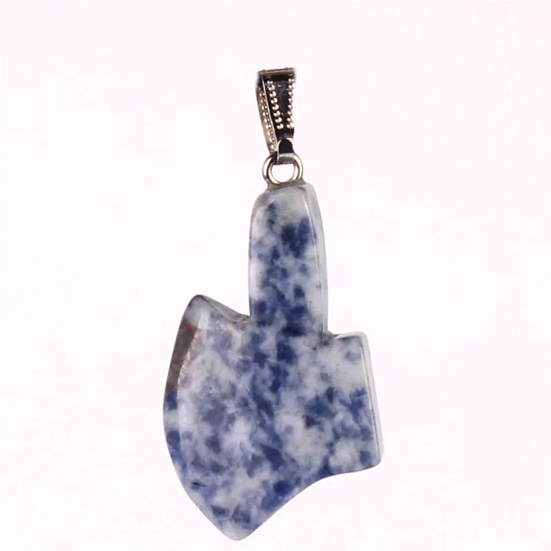 Natural Quartz Crystal Kartika Vajra Dorje Axe Stone Art Nepal Buddhist Jewelry Large Hatchet Mixed Sodalite Turquoise Gem Men Charm Pendant