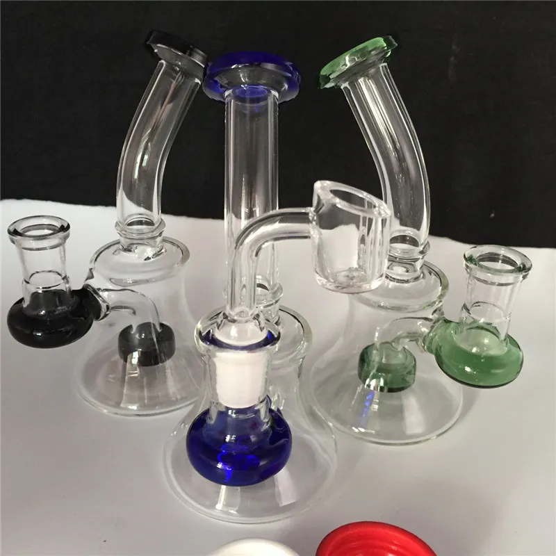 7.2 Inch Glass Recycler Oil Rigs Bong with 4MM Quartz Banger Nail Free Silicon Container Jar Percolators with 14mm Bowl bubbler 3 colour