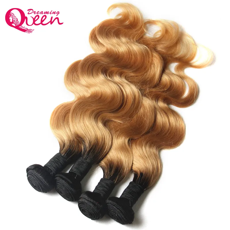 #T1B 27 Honey Blonde Ombre Color Brazilian Body Wave Hair Bundles Brazilian Virgin Human Hair Weaves Ombre Hair Extensions