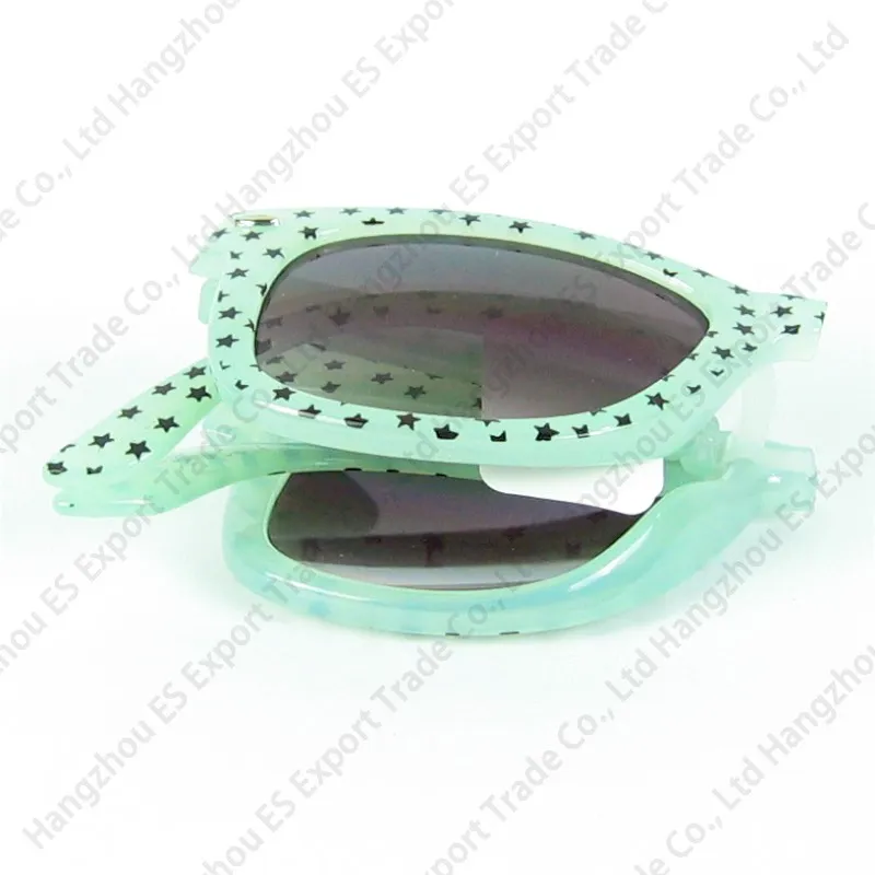 Clear Stock Travel Sunglasses Fashion Sun Glasses Plastic Frame Folding Black And Blue Floral Printing Mix Colors