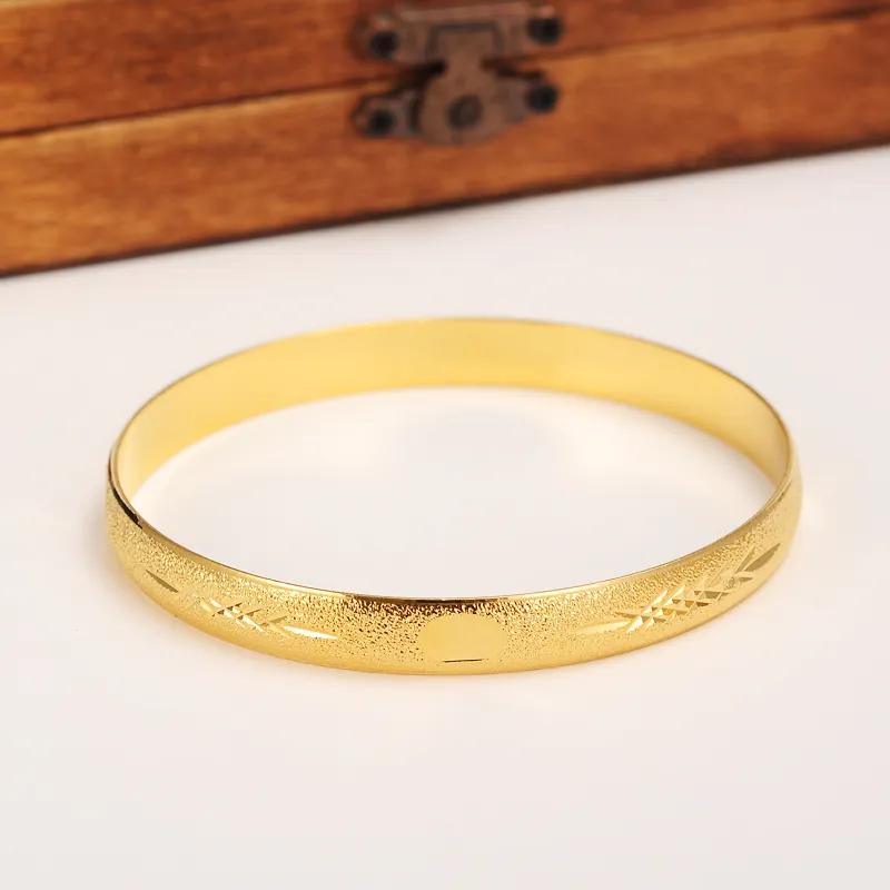 4 stycken Box Partihandel Mode Bröllop Bangle Smycken 14K Gul Solid Guld GF Fylld Dubai Armband Kvinnor Afrika Arabien