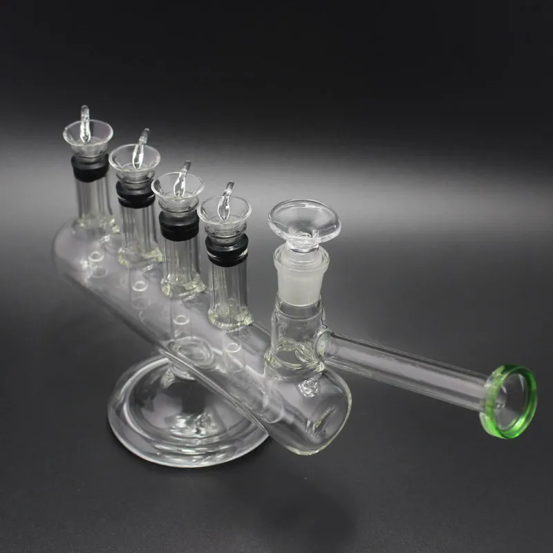 New Mini Gra Menorah Glass Water Pipes Come With 4 Glass Downstem Sliders 13 Inch Glass Bong