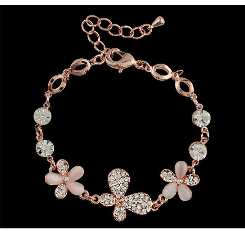 Mix Charm Armband Cat Eye Gem stone Lyx Marquise Cut österrikisk CZ Crystal Guldpläterad Rose Fox Fish Heart Smycken Modearmband DHL