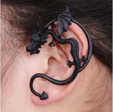 Dragon Ear Cuffs Unisex Antik Silver / Koppar / Svart Tone Piercing Single Ear Bone Clips Piercing Stud Cuff Örhängen
