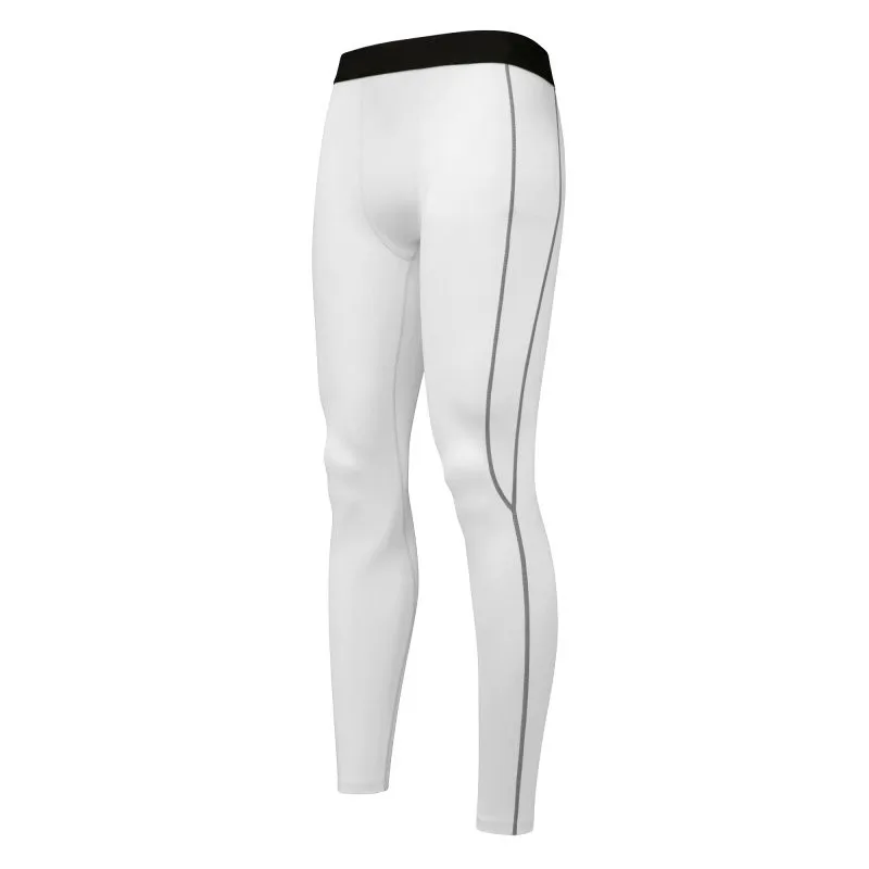 Grossist-män kompression byxor svart vit sport basket gym bodybuilding joggers skinny stretchy långa byxor täta inre leggings