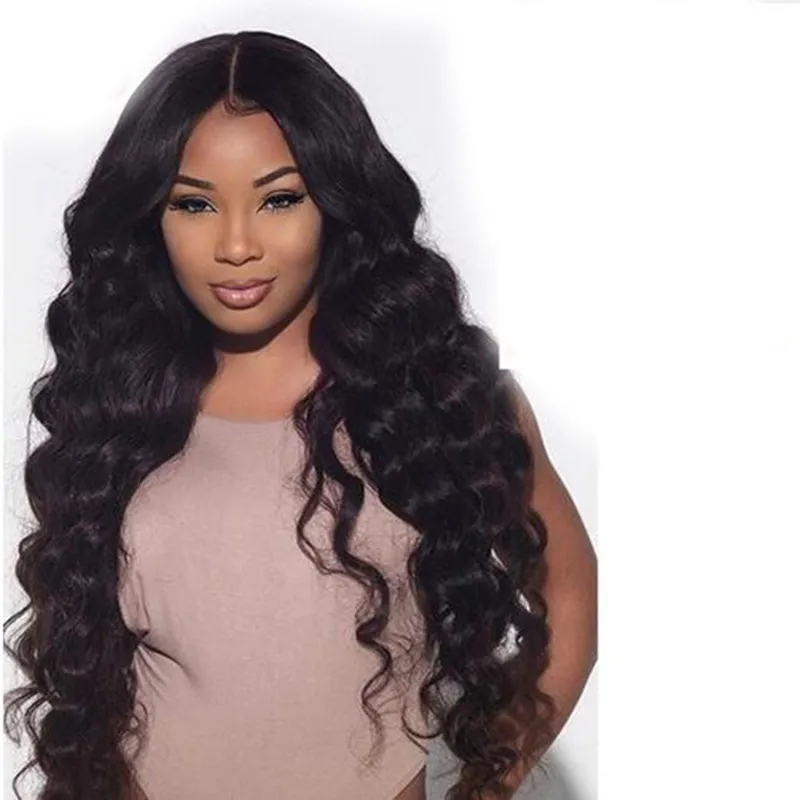Simulation human hair Wig wig loose wave full black Wigs Fashion Style hair in large stock free shipping