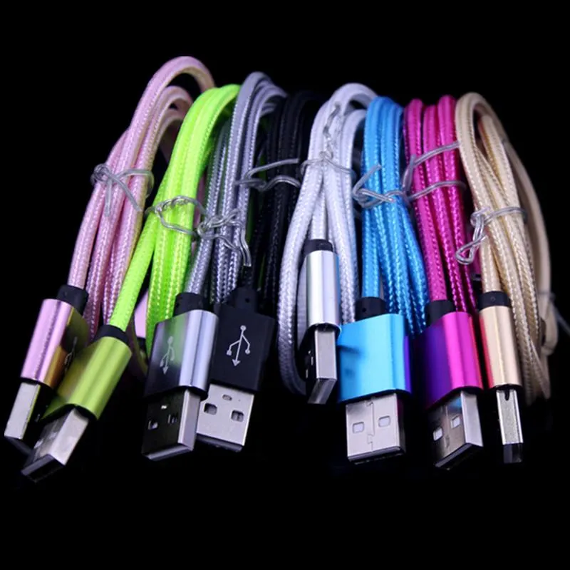 Tessuto intrecciata intrecciata C Cavo USB USB 1M 2m 3M Cavi in ​​lega Samsung S4 S7 S8 S10 HTC LG Telefono Android